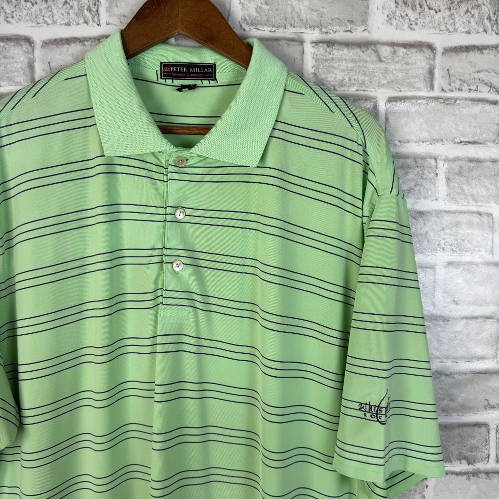 Peter Millar Summer Comfort x Whisper Rock Mint Green Golf Polo Mens LARGE